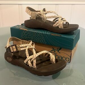 Black and Tan Chacos Sandals with Adjustable Straps